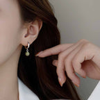 Fortune Jewel Round Jade Bead Prosperity Earrings