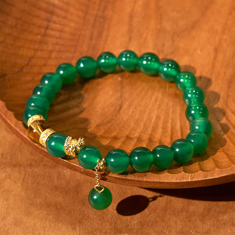 Fortune Jewel Year of the Snake Green Agate Citrine Power Bracelet