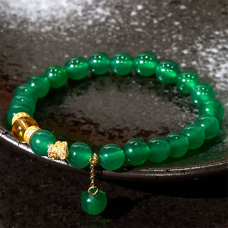 Fortune Jewel Year of the Snake Green Agate Citrine Power Bracelet