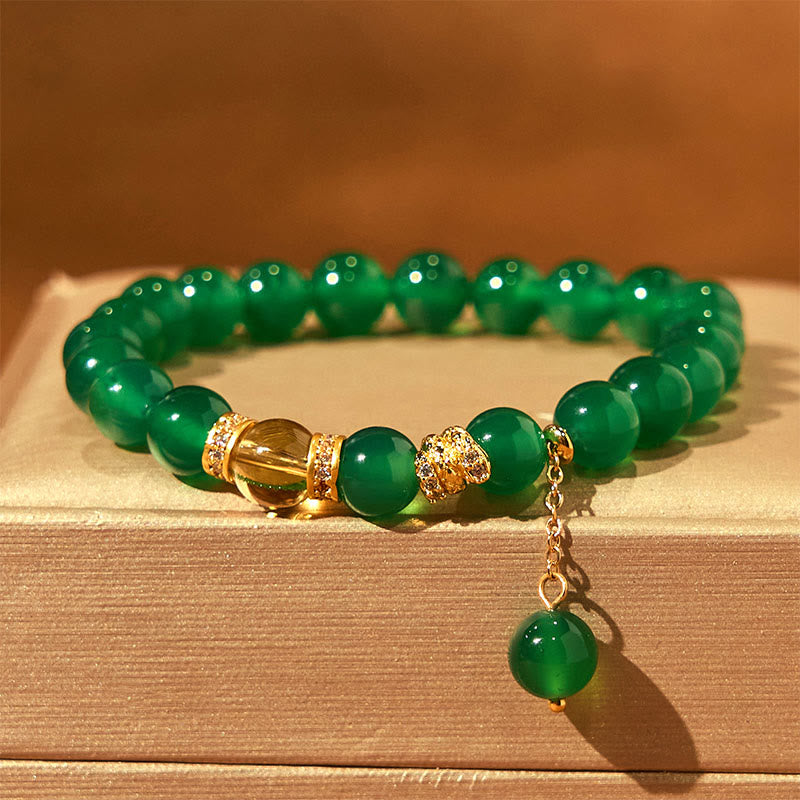 Fortune Jewel Year of the Snake Green Agate Citrine Power Bracelet