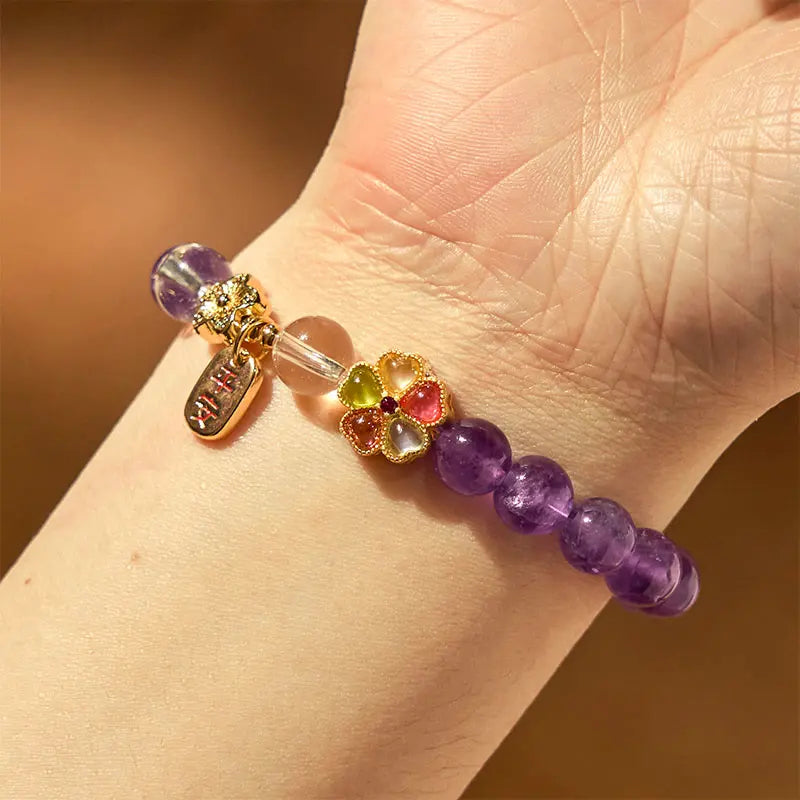 Fortune Jewel "All the best for Calm and Wisdom" Amethyst Safe Bracelet Includes Gift Message Card Fortune Jewel