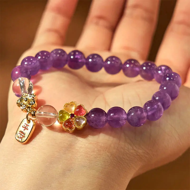 Fortune Jewel "All the best for Calm and Wisdom" Amethyst Safe Bracelet Includes Gift Message Card Fortune Jewel