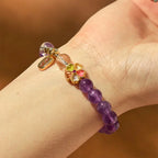Fortune Jewel Natural Amethyst White Crystal Flower Healing Safe And Well Charm Bracelet Fortune Jewel