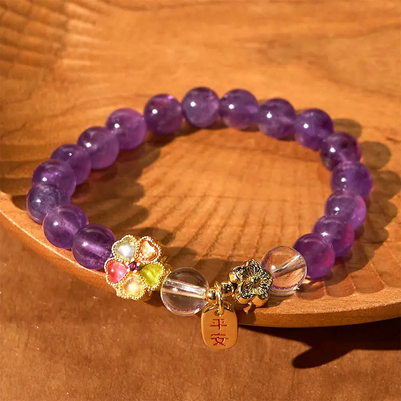 Fortune Jewel "All the best for Calm and Wisdom" Amethyst Safe Bracelet Includes Gift Message Card Fortune Jewel