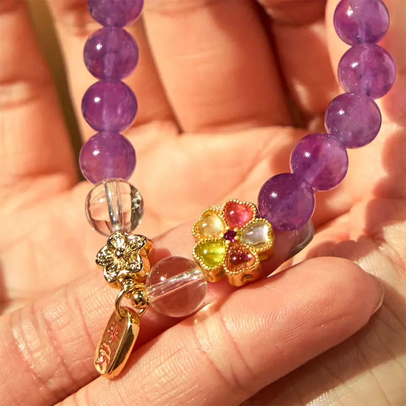 Fortune Jewel "All the best for Calm and Wisdom" Amethyst Safe Bracelet Includes Gift Message Card Fortune Jewel