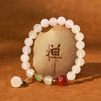 Fortune Jewel White Agate Red Agate Lotus Pod Charm Luck Bracelet