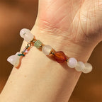 Fortune Jewel White Agate Red Agate Lotus Pod Charm Luck Bracelet