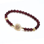 Fortune Jewel Natural Garnet Flower Zircon Bead Protection Bracelet