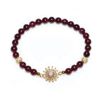 Fortune Jewel Natural Garnet Flower Zircon Bead Protection Bracelet