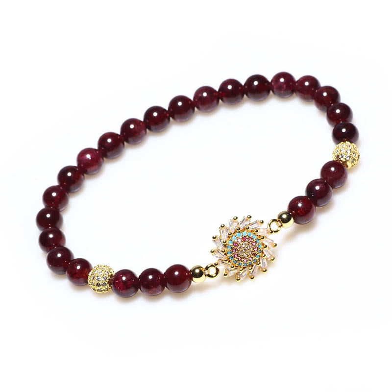 Fortune Jewel Natural Garnet Flower Zircon Bead Protection Bracelet