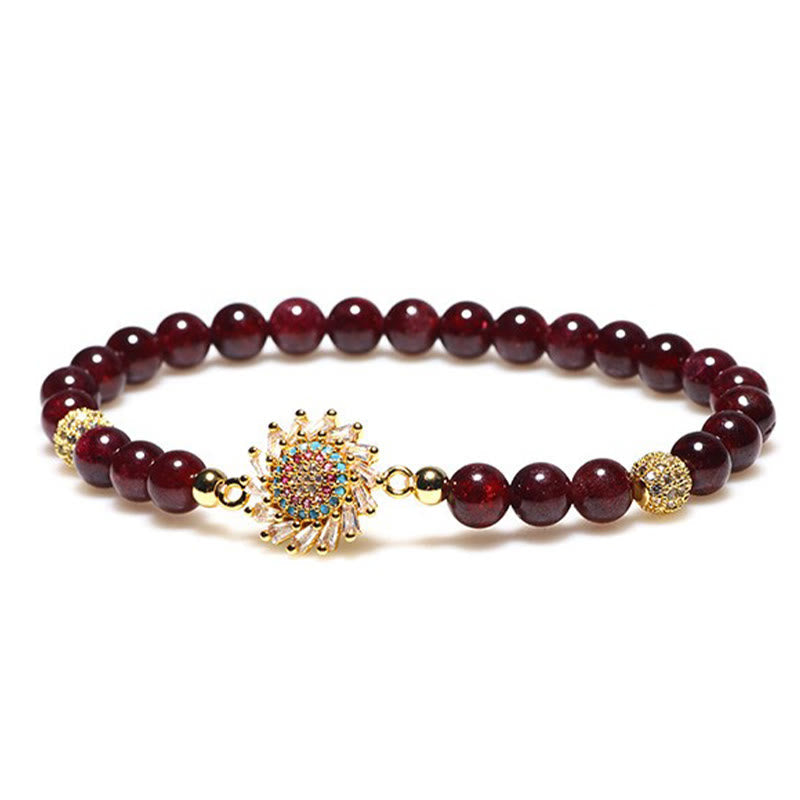 Fortune Jewel Natural Garnet Flower Zircon Bead Protection Bracelet