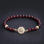 Fortune Jewel Natural Garnet Flower Zircon Bead Protection Bracelet