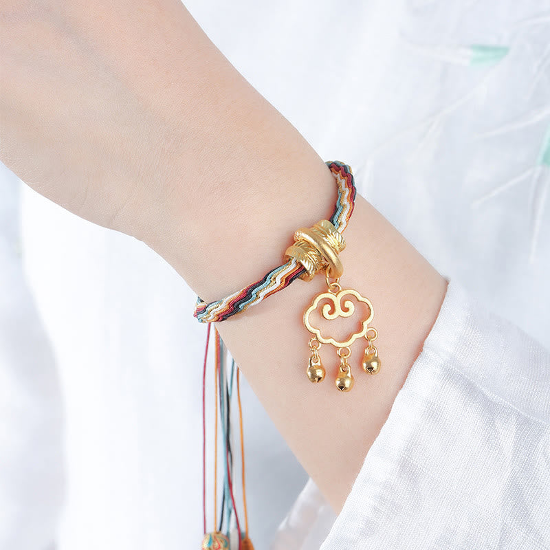 Fortune Jewel Handmade Dunhuang Color Deer Auspicious Cloud Peace Lock Bell Healing Reincarnation Knot Bracelet