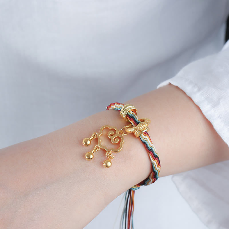 Fortune Jewel Handmade Dunhuang Color Deer Auspicious Cloud Peace Lock Bell Healing Reincarnation Knot Bracelet