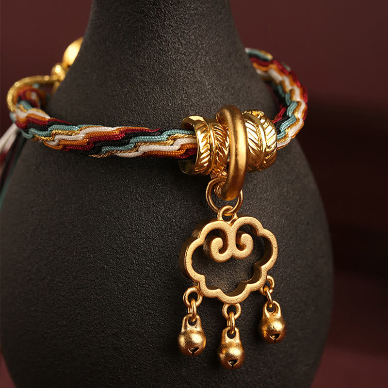 Fortune Jewel Handmade Dunhuang Color Deer Auspicious Cloud Peace Lock Bell Healing Reincarnation Knot Bracelet