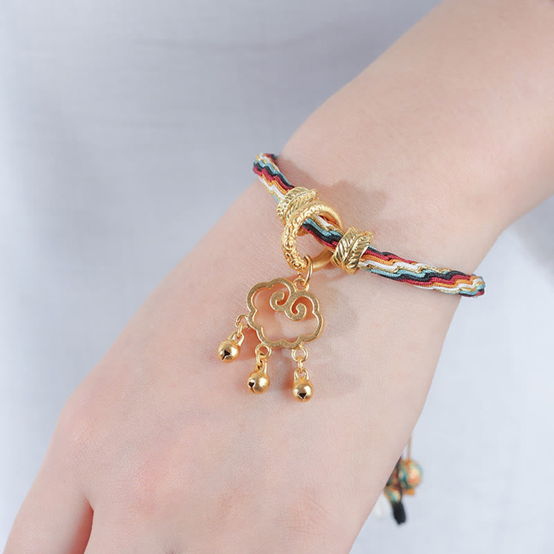 Fortune Jewel Handmade Dunhuang Color Deer Auspicious Cloud Peace Lock Bell Healing Reincarnation Knot Bracelet