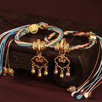Fortune Jewel Handmade Dunhuang Color Deer Auspicious Cloud Peace Lock Bell Healing Reincarnation Knot Bracelet