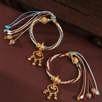 Fortune Jewel Handmade Dunhuang Color Deer Auspicious Cloud Peace Lock Bell Healing Reincarnation Knot Bracelet