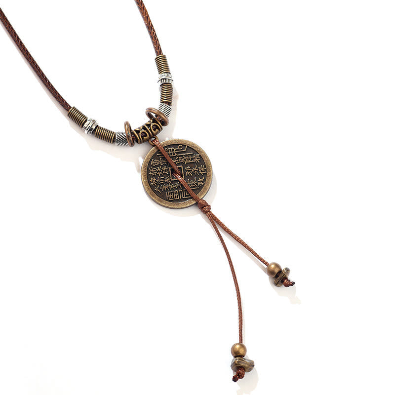Fortune Jewel Mountain Ghosts Spend Money Bagua Alloy Copper Coin Harmony Necklace Pendant