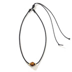 Fortune Jewel Natural Tiger Eye Beaded Protection Wax Rope Necklace Pendant