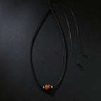Fortune Jewel Natural Tiger Eye Beaded Protection Wax Rope Necklace Pendant