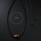 Fortune Jewel Natural Tiger Eye Beaded Protection Wax Rope Necklace Pendant