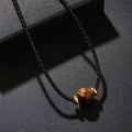 Fortune Jewel Natural Tiger Eye Beaded Protection Wax Rope Necklace Pendant