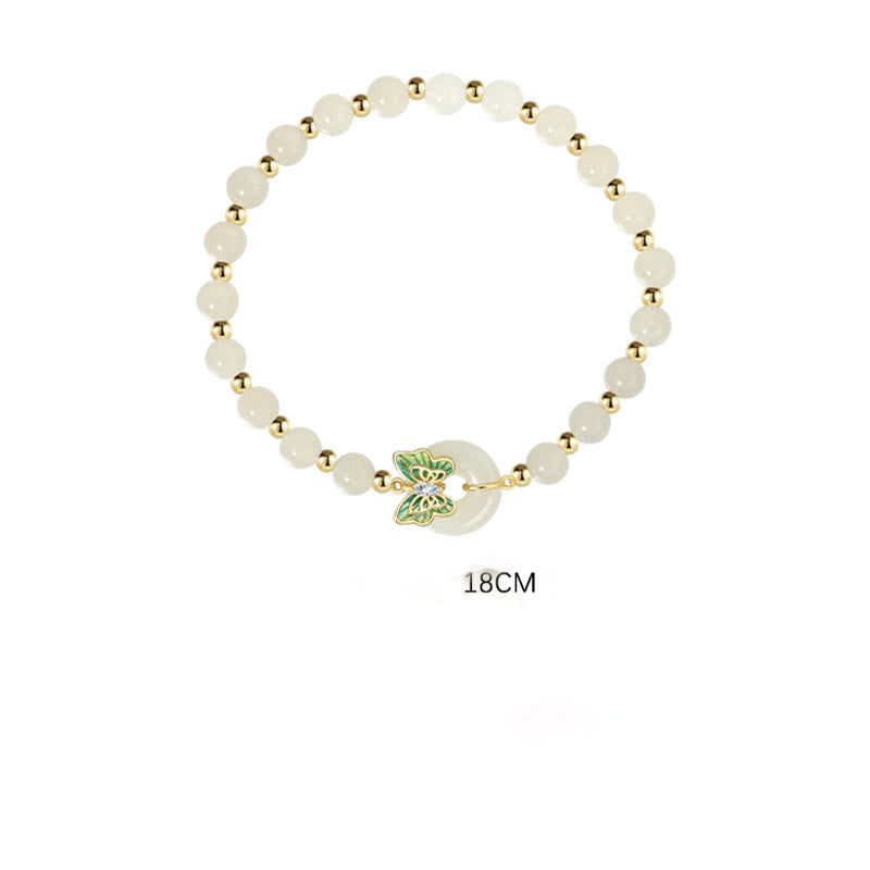 Fortune Jewel 925 Sterling Silver Natural Hetian Jade Peace Buckle Butterfly Zircon Luck Bracelet Necklace Pendant