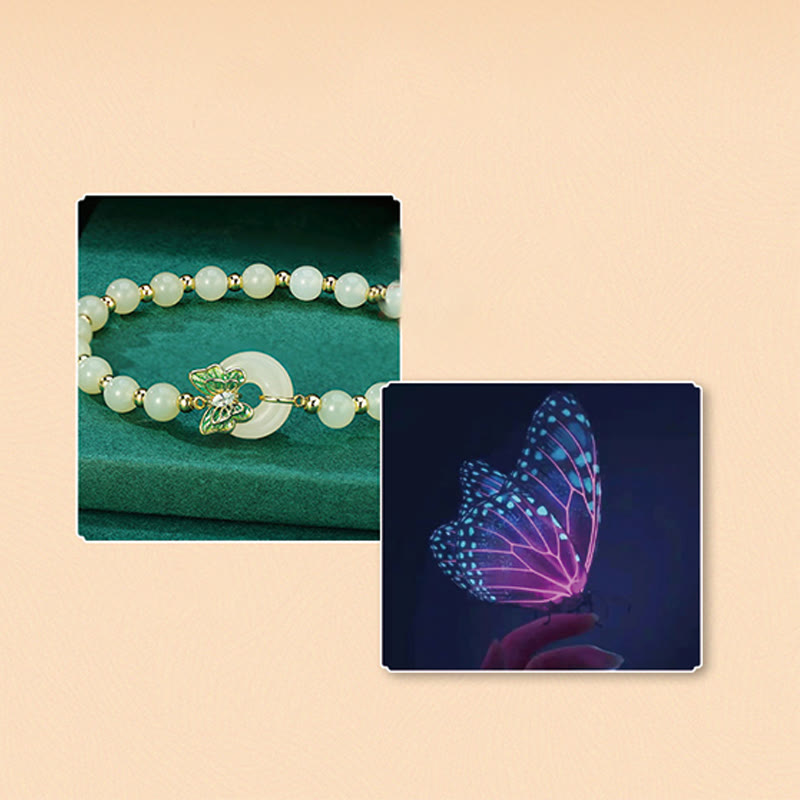 Fortune Jewel 925 Sterling Silver Natural Hetian Jade Peace Buckle Butterfly Zircon Luck Bracelet Necklace Pendant