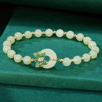 Fortune Jewel 925 Sterling Silver Natural Hetian Jade Peace Buckle Butterfly Zircon Luck Bracelet Necklace Pendant