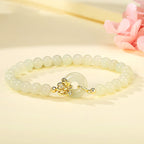 Fortune Jewel 925 Sterling Silver Natural Hetian Jade Autumn Chrysanthemum Peace Buckle Prosperity Bracelet