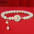 Fortune Jewel 925 Sterling Silver Natural Hetian Jade Peach Blossom Peace Buckle Zircon Luck Bracelet Necklace Pendant