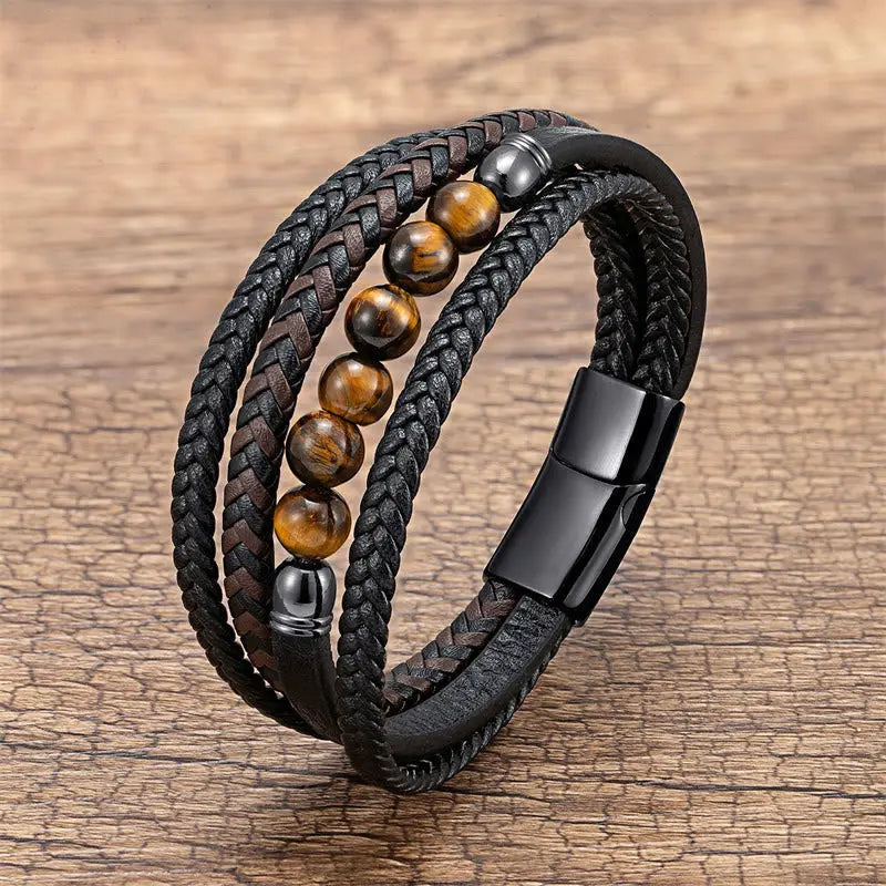 Buddha Stones "Wishing You Luck and Confidence" Tiger Eye Leather Includes Gift Message Card Fortune Jewel