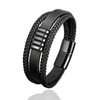 Fortune Jewel Multi-layer Leather Rope Titanium Steel Buckle Balance Bracelet