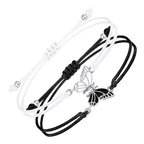 Fortune Jewel 2Pcs Handmade Braided Rope Butterfly Freedom Bracelet