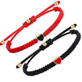 Fortune Jewel 2Pcs Handmade Braided Rope Love Heart Luck Couple Bracelet
