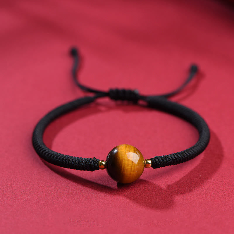 Fortune Jewel Handmade Tiger Eye Bead Luck Protection Rope Bracelet