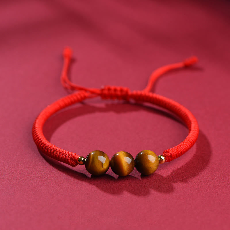 Fortune Jewel Handmade Tiger Eye Bead Luck Protection Rope Bracelet