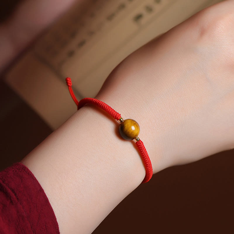 Fortune Jewel Handmade Tiger Eye Bead Luck Protection Rope Bracelet