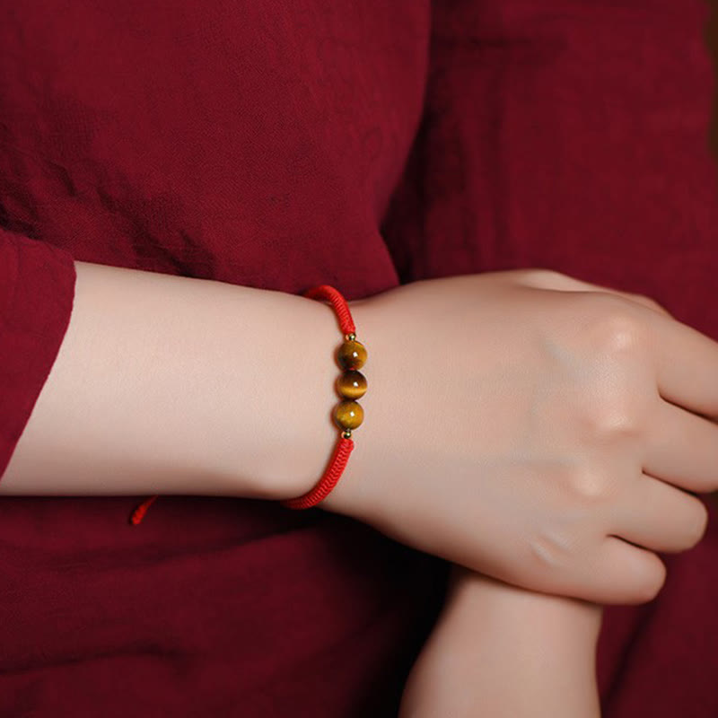 Fortune Jewel Handmade Tiger Eye Bead Luck Protection Rope Bracelet