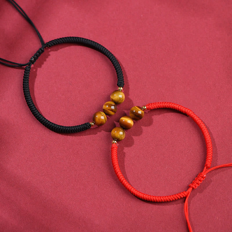 Fortune Jewel Handmade Tiger Eye Bead Luck Protection Rope Bracelet