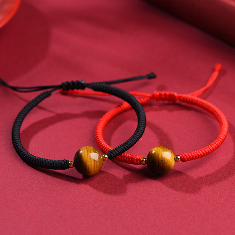 Fortune Jewel Handmade Tiger Eye Bead Luck Protection Rope Bracelet