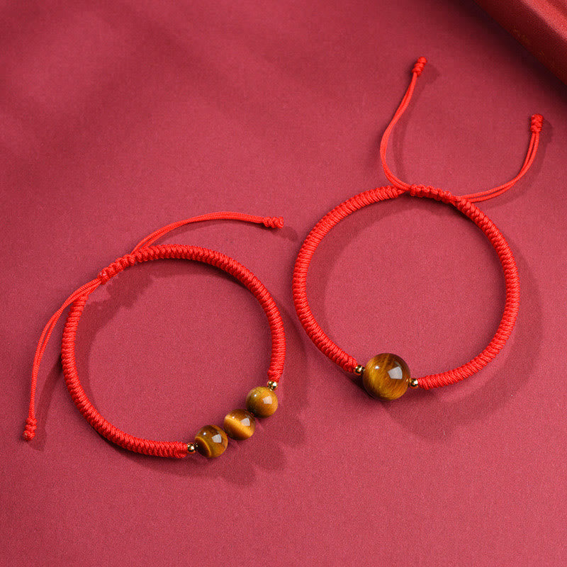 Fortune Jewel Handmade Tiger Eye Bead Luck Protection Rope Bracelet