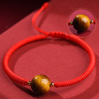 Fortune Jewel Handmade Tiger Eye Bead Luck Protection Rope Bracelet