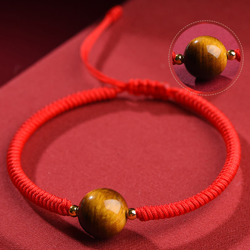 Fortune Jewel Handmade Tiger Eye Bead Luck Protection Rope Bracelet