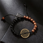 Fortune Jewel Ebony Wood Wenge Wood Mountain Ghosts Spend Money Bagua Copper Coin Peace Bracelet