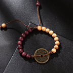Fortune Jewel Ebony Wood Wenge Wood Mountain Ghosts Spend Money Bagua Copper Coin Peace Bracelet