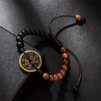 Fortune Jewel Ebony Wood Wenge Wood Mountain Ghosts Spend Money Bagua Copper Coin Peace Bracelet