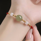 Fortune Jewel Hetian Jade Black Onyx Red Agate Bead Luck Braided Bracelet