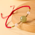 Fortune Jewel Hetian Jade Black Onyx Red Agate Bead Luck Braided Bracelet